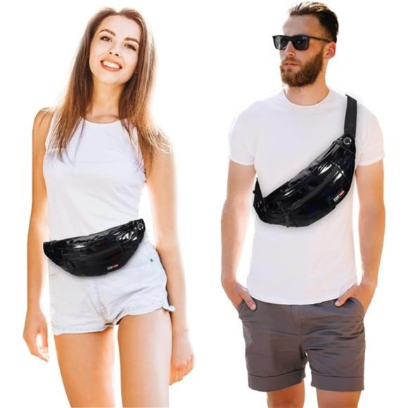 Large Crossbody Fanny Pack with 4-Zipper Pockets Gym Sports Festival Workout - Picture 3 of 6